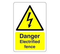 Danger electrical fence sign - 1.2mm Rigid plastic for indoor/outdoor usage (400mm x 300mm) Viewing Distance within 14m.