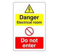 Danger Electrical Room do not Are Enter - safety sign - High tack self-adhesive sticker (150mm x 100mm) Viewing Distance within 3m.