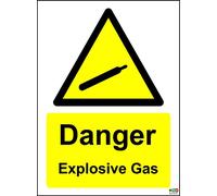 Danger Explosive Gas Safety Sign - 1.2mm Rigid Plastic 400mm x 300mm