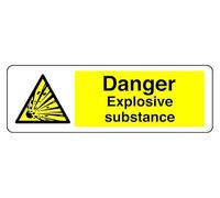 Danger Explosive Substance - safety sign - High tack self-adhesive sticker (300mm x 100mm) Viewing Distance within 5m.