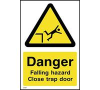 Danger Falling Hazard Close Trap Door Sign - 150mm x 200mm - Self Adhesive Sticker (CSS7)