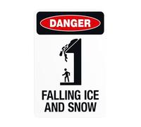 Danger Falling Ice and Snow Metal Warning Sign with Easy Install for Indoor Outdoor Security, Business Office Home Garden Street Decor 20 x 30 cm
