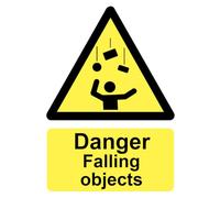 Danger Falling Objects Safety Warning Sign Adhesive Sticker 160mm x 125mm