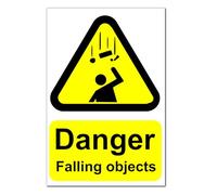 Danger Falling Objects Warning Stickers x2 - Peel and Stick 200mm x 300mm Safety Sign - Printed and Laminated for Clear Visibility in Hazardous Areas, Workplace and Industrial Use