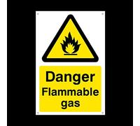 Danger Flammable Gas Plastic Sign with 4 Pre-Drilled Holes - Chemicals/Corrosive/Toxic/Hazardous/Warning (MISC95)