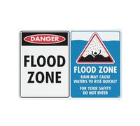 Danger Flood Zone Sign Warning Sticker-Security Sign Outdoor Sign 12 X 8 Inches