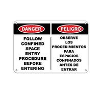 Danger Follow Confined Space Entry Procedure Before Entering Aluminum Metal Sign 8"x12"