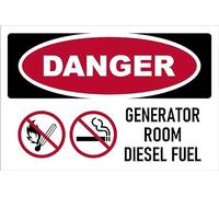 Danger, Generator Room, Diesel Fuel, prohibition sign - Self adhesive sticker (200mm x 150mm)