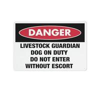 Danger Guardian Livestock Dog On Duty Sign Sign, 8 X 12 Grade Reflective Sheeting Rust Free Aluminum, Weather Resistant, Waterproof, Easy To Mount