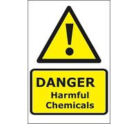 Danger Harmful Chemicals Foamalux PVC Plastic sign - 15 x 20 cm | UK-Made with Renewable Energy | Low Carbon Footprint