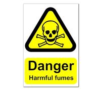 Danger Harmful Fumes Warning Stickers x10 - Peel and Stick Safety Labels 100mm x 66mm for Hazard Identification, Workplace Safety Signs for Lab, Industrial- Clear Cautionary Labels for Hazardous Fumes