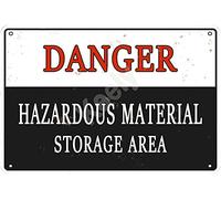 Danger Hazardous Material Storage Area Metal Vintage Tin Sign Wall Decoration 12x8 inches for Cafe Bars Restaurants Pubs Man Cave Decorative