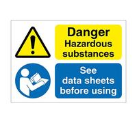 Danger hazardous substances sign 140mm x 100mm Self adhesive vinyl sticker - Provides warning of potentially dangerous fumes/vapours/explosions (1)