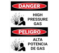 Danger: High Pressure Gas Bilingual Spanish with Icons - Wall Sign Bilingual Signs 8x12 Inch Metal Sign Danger Warning Man Cave Yard Indoor Or Outdoor