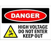 Danger, High voltage do not enter keep out - Self adhesive sticker (300mm x 200mm)