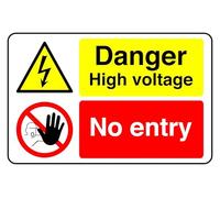 Danger High Voltage - safety sign- 3mm Aluminum Dibond for indoor/outdoor usage (300mm x 200mm) 7m Viewing Distance.