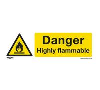 Danger Highly Flammable Safety Sign - Self Adhesive Vinyl 300X100mm