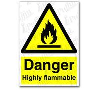 Danger Highly Flammable Sign (Self Adhesive, A5)
