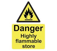 Danger Highly Flammable Store Health & Safety Warning Sign Self Adhesive Gloss Sticker A4 297mm x 210mm