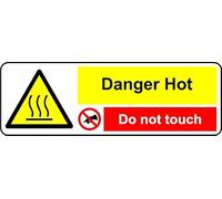 Danger hot do not Touch Safety Sign (L) - Self Adhesive Sticker (150mm x 50mm)