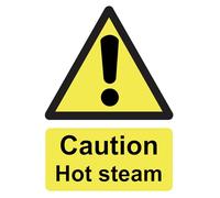 Danger Hot Steam Safety Warning Sign Adhesive Sticker 160mm x 125mm