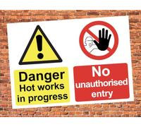 Danger Hot Works In Progress No Entry Warning Sign Self Adhesive Gloss Sticker A1 841mm x 594mm V2