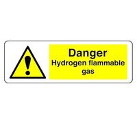 Danger Hydrogen Flammable Gas - safety sign - 1.2mm Rigid plastic for indoor/outdoor usage (300mm x 100mm) Viewing Distance within 5m.