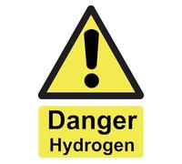 Danger Hydrogen Warning Health & Safety Warning Sign Adhesive Sticker 160mm x 125mm