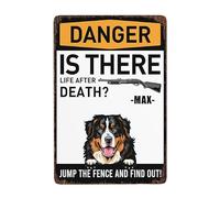 DANGER IS THERE JUMP THE FENCE AND FIND OUT Bernese Mountain Dog funny dog sign personalized dog name yard Sign home decor 8 x 12 Inch