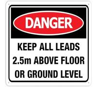 Danger Keep All Leads 2 5M Above Floor Or Ground Level Metal Tin Sign Aluminum Warning Signs For Indoor & Outdoor Yard Lawn Sign Home Decor 8x12 inch