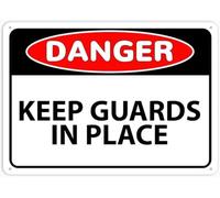 Danger Keep Guards In Place Warning Metal Sign Tin Signs Aluminum Plaque for Outdoors Use Yard Farm Fence Home Wall Decor 8x12 inch