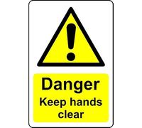 Danger Keep Hands Clear Safety Sign - 1mm Plastic Sign (100mm x 150mm)