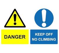 Danger keep off no climbing safety sign - 3mm Aluminium sign (300mm x 200mm)