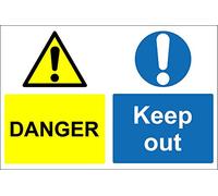 Danger Keep Out General Safety Sign - Self Adhesive Sticker 300mm x 200mm