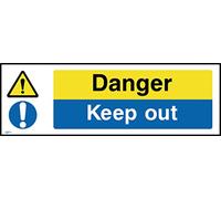 Danger Keep Out Sign - 150mm x 50mm - Self Adhesive Sticker (MP1)