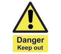 Danger Keep Out Warning Health & Safety Sign Self Adhesive Sticker A4 297mm x 210mm*