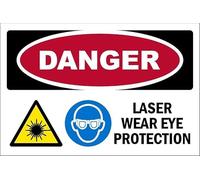 Danger. Laser. Wear eye protection safety sign - 1mm flexible Plastic sign (300mm x 200mm)