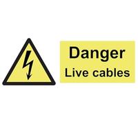 Danger Live Cables Electrical Warning Sign Notice Warning Sign Self Adhesive Gloss Sticker 320mm x 125mm
