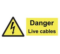 Danger Live Cables Electrical Warning Sign Self Adhesive Gloss Sticker 165mm x 65mm