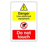 Danger Live Electrical Equipment Do Not Touch - safety sign - 1.2mm Rigid plastic for indoor/outdoor usage (400mm x 300mm) Viewing Distance within 14m.