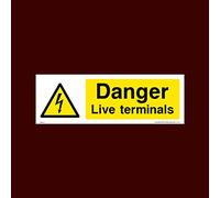 Danger Live Terminals Sticker/Self Adhesive Sign (WEH15) - Electric Hazard, Voltage, Danger of Death, Cables, Wires, Electric Fence