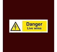 Danger Live Wires Plastic Sign with 4 Pre-Drilled Holes (WEH13) - Electric Hazard, Voltage, Danger of Death, Cables, Wires, Electric Fence