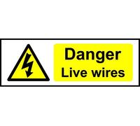 Danger Live Wires Safety Sign - Self Adhesive Sticker 150mm x 50mm