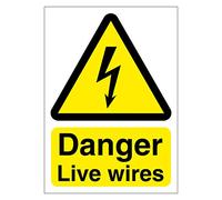 Danger Live Wires Sign 100mm x 140mm Self adhesive vinyl sticker - Clearly identify electrical hazards (1)