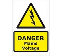 Danger Mains Voltage Foamalux PVC Plastic sign - 20 x 30 cm | UK-Made with Renewable Energy | Low Carbon Footprint