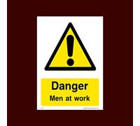 Danger Men at Work Sticker/Self Adhesive Sign (WG37) - Men Working, Very Hot Water, Mind Head, Mind Step, Water, Hot, Vehicles, Fragile Roof