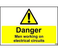 Danger Men Working On Electrical Circuits Safety Sign - 1.2mm Rigid Plastic 300mm x 200mm