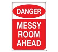 Danger Messy Room Ahead Tin Sign Metal Tin Sign 8X12 Inches