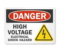 Danger Metal Sign - 10" x 14" High Voltage, Electrical Shock Hazard" Sign - Rust Free Aluminum, UV Protected, Waterproof and Weather Resistant, Reflective Coatin