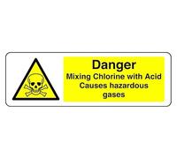 Danger Mixing Chlorine With Acid Causes Hazardous Aa Gases - safety sign - 1.2mm Rigid plastic for indoor/outdoor usage (300mm x 100mm) Viewing Distance within 5m.